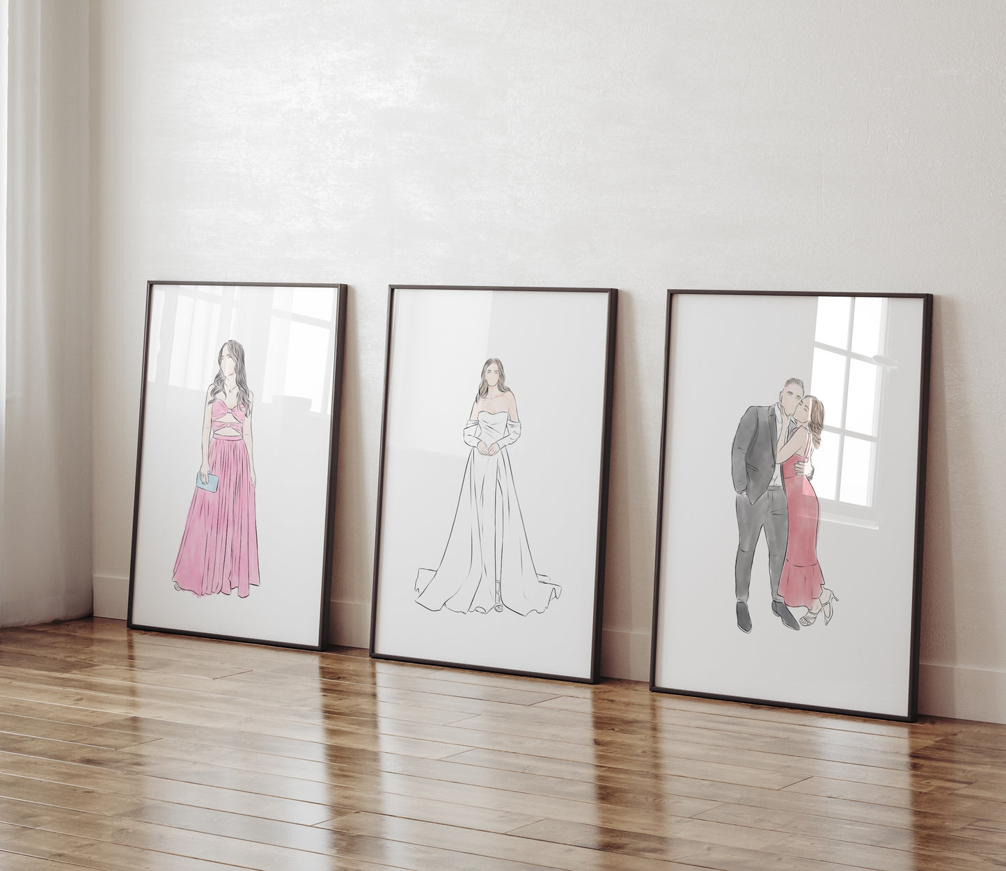 Personalized Watercolor Line Drawing