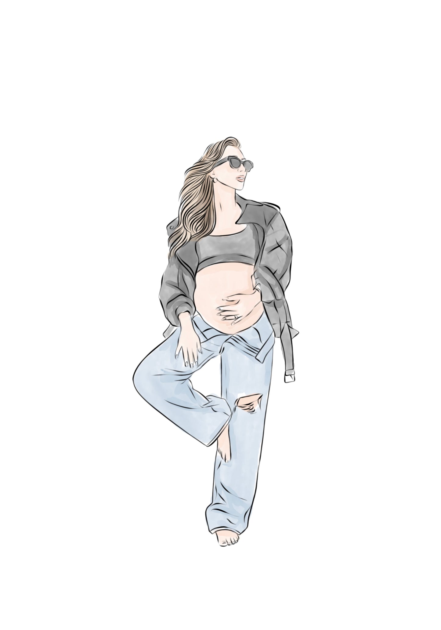 Lijntekening + Waterverf vanaf foto