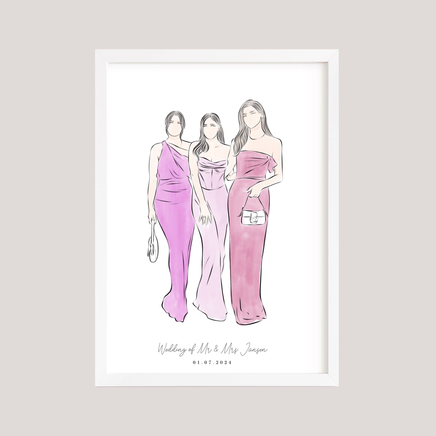Personalized Watercolor Line Drawing