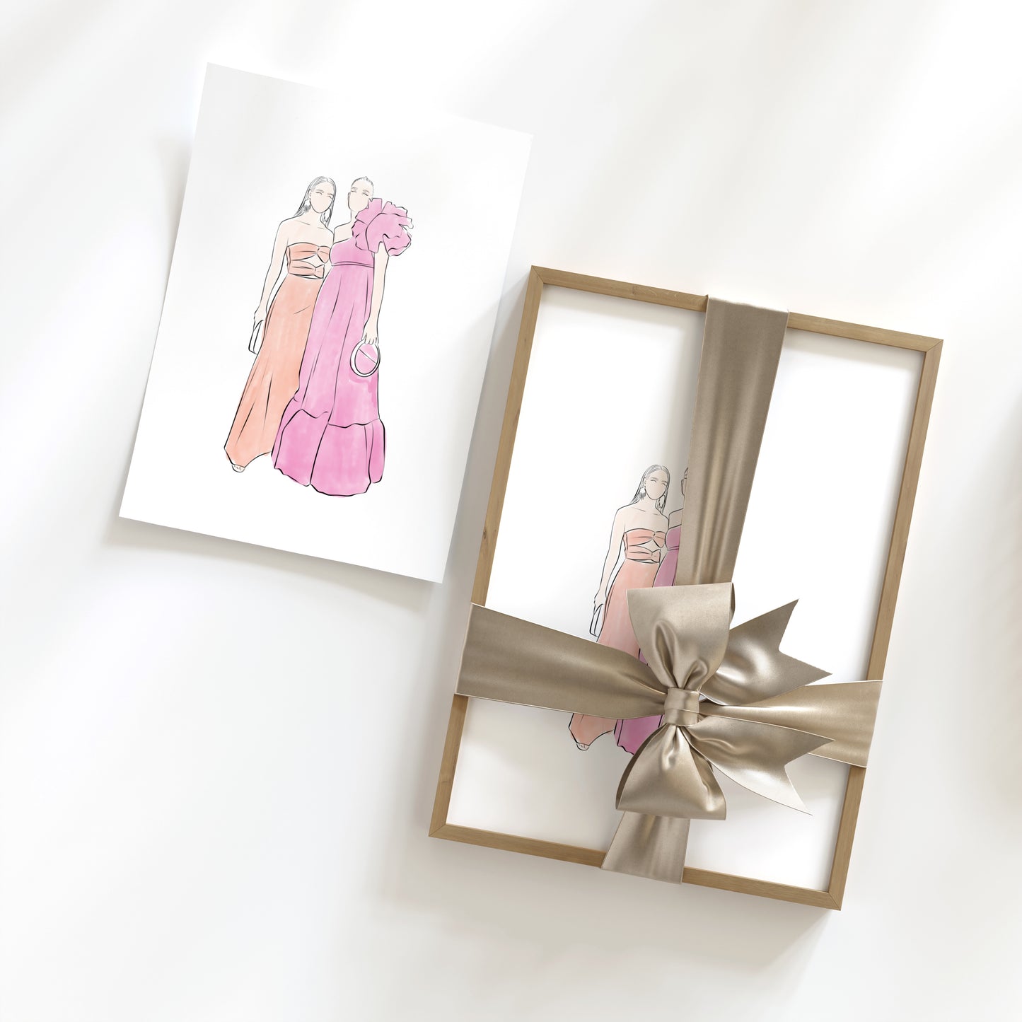 Personalized Watercolor Line Drawing