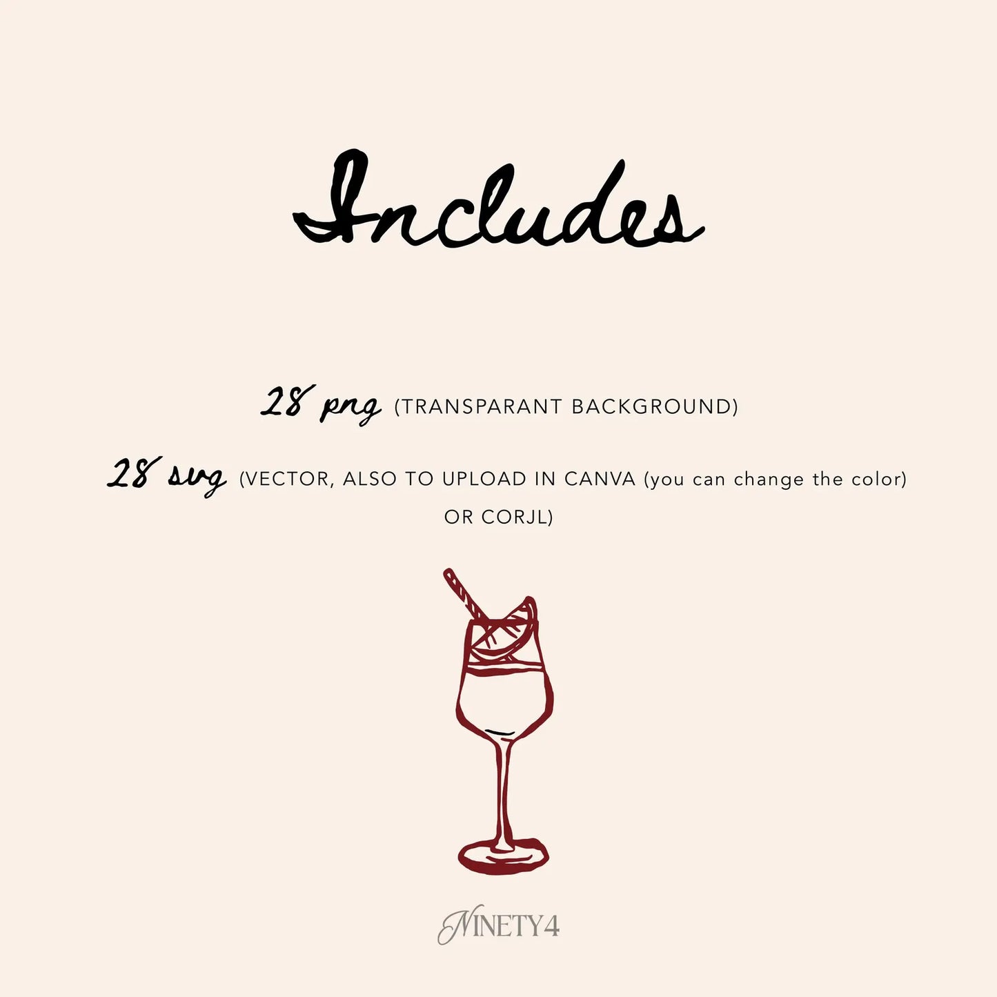 Signature Drinks Line Art Illustration (PNG, SVG)