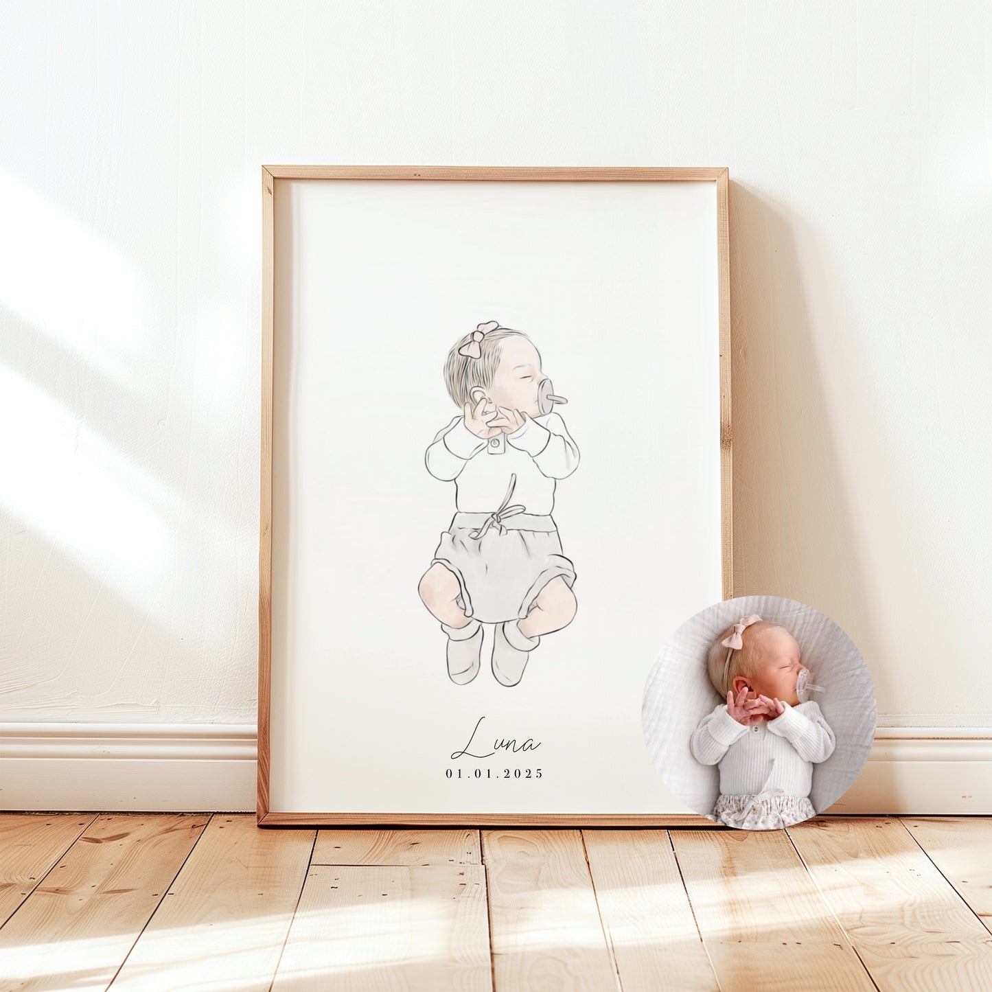 Waterverf Lijntekening Baby