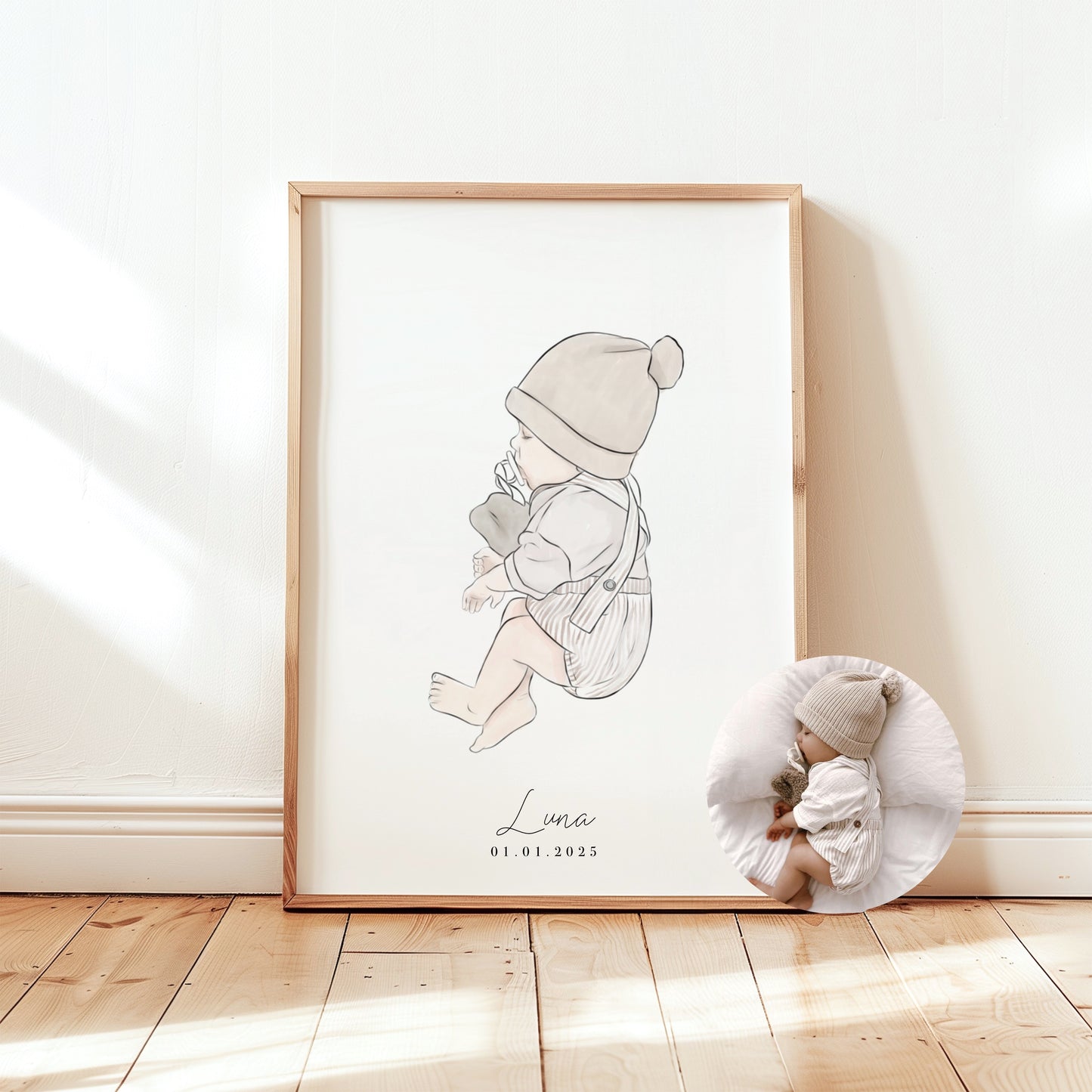 Waterverf Lijntekening Baby