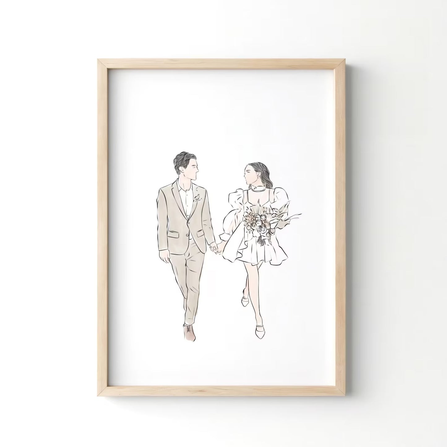 Lijntekening + Waterverf vanaf foto