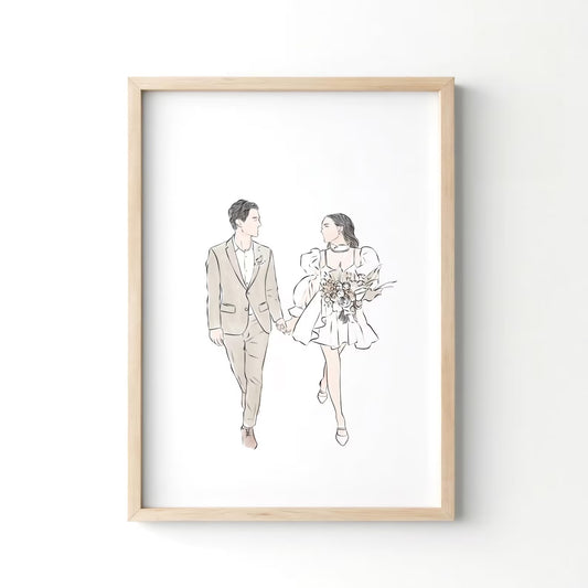 Lijntekening + Waterverf vanaf foto