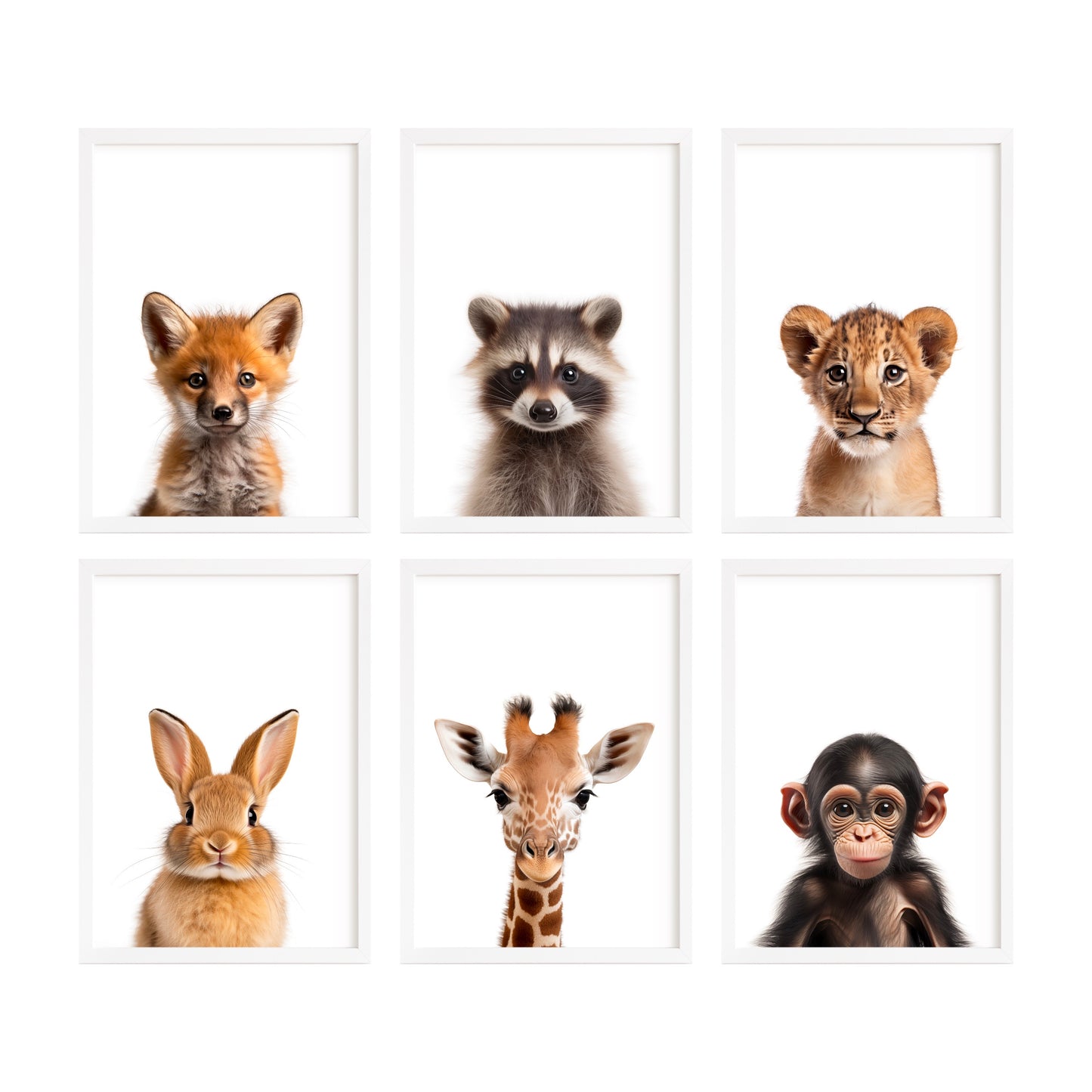 Set of 6 Baby Animals Nursery Prints