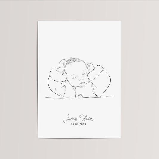 Gepersonaliseerde Baby Portret / Baby Kado