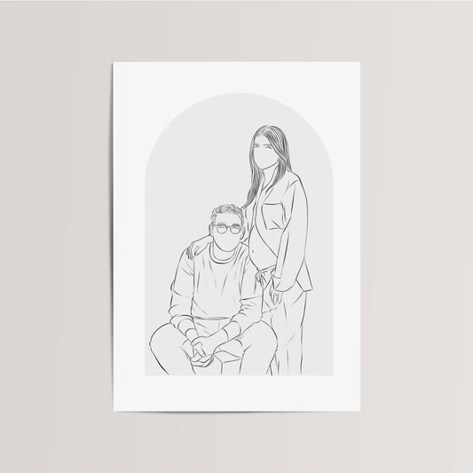 Gepersonaliseerde Lijntekening / Familie Poster