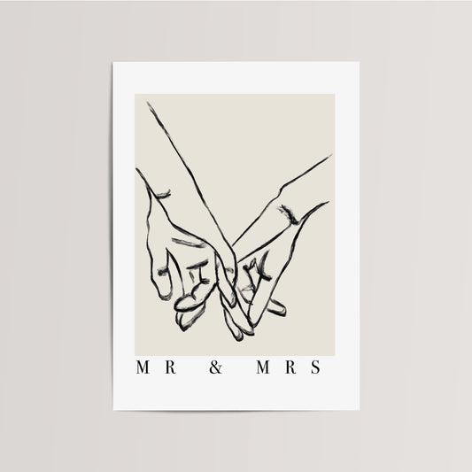 Mrs &amp; Mr Line Print