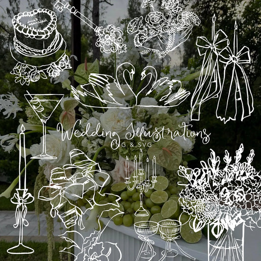 Wedding Line Art Illustration (PNG, SVG)