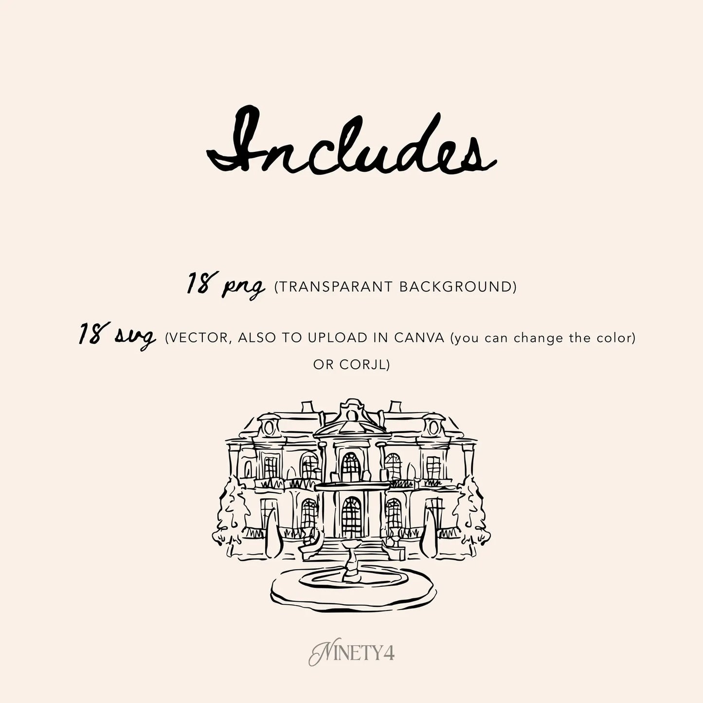 Wedding Line Art Illustration (PNG, SVG)