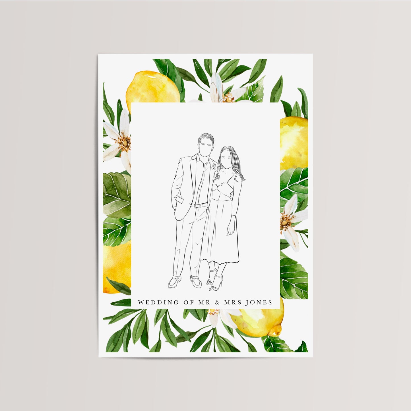 Personalized Line Drawing with Lemons Frame