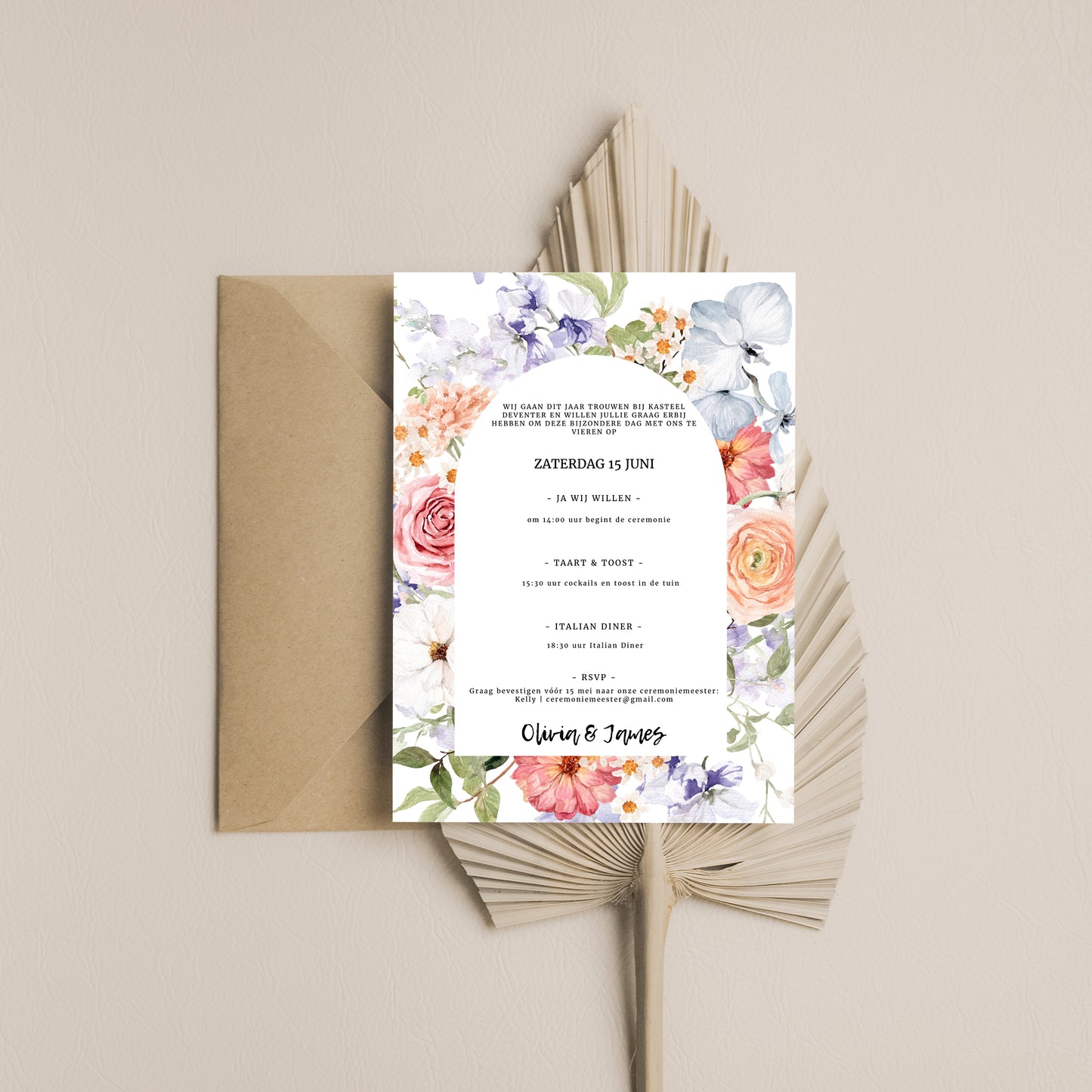 Printable Wedding Invitation / Wedding Card with Flowers