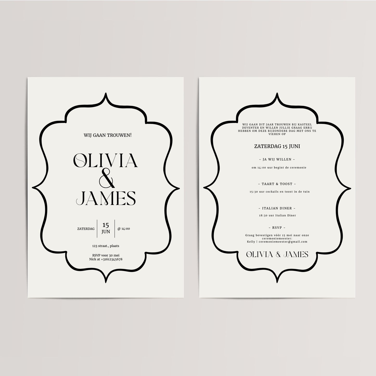 Printable Wedding Invitation / Wedding Card with Line Frame