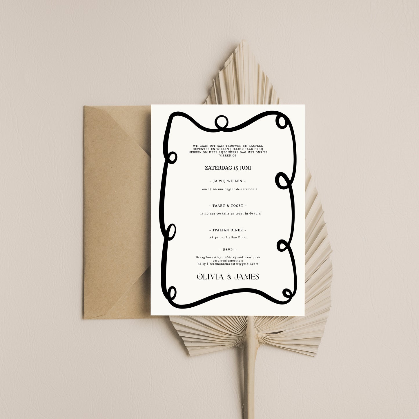 Printable Wedding Invitation / Wedding Card with Line Frame