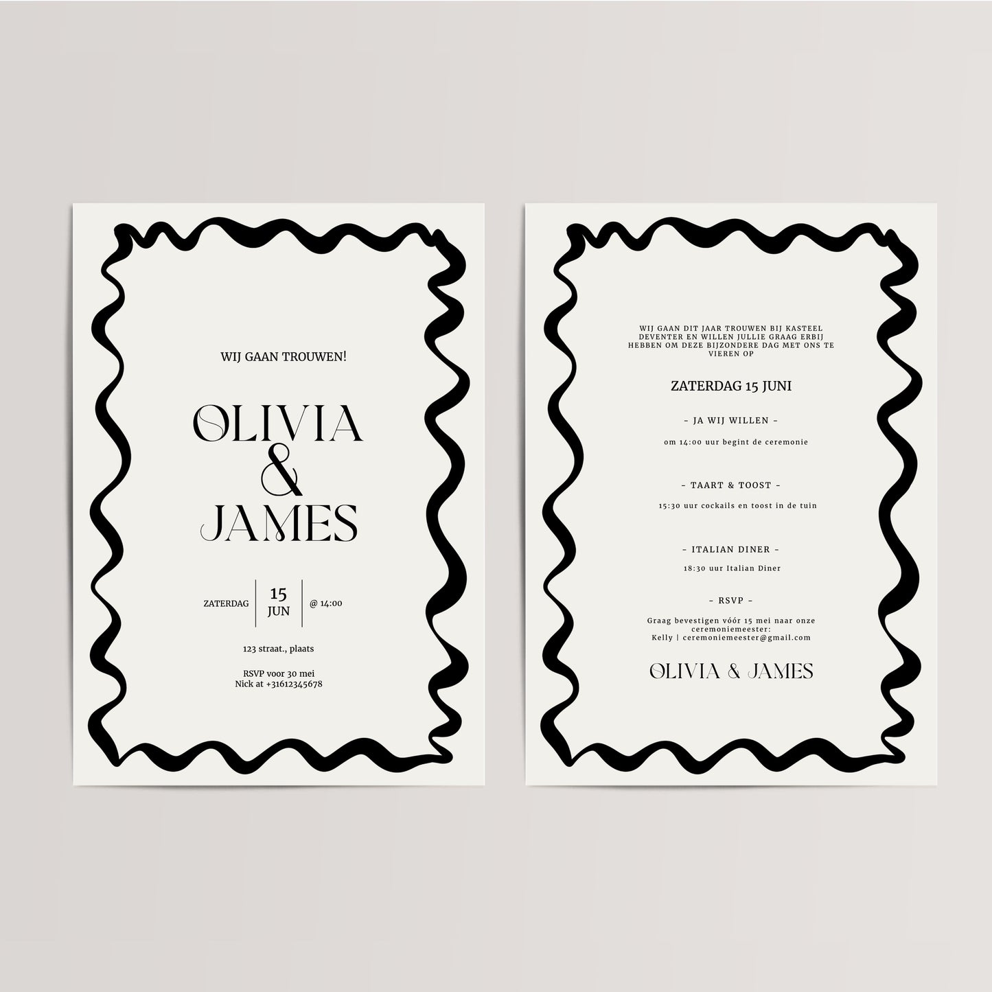 Printable Wedding Invitation / Wedding Card with Line Frame