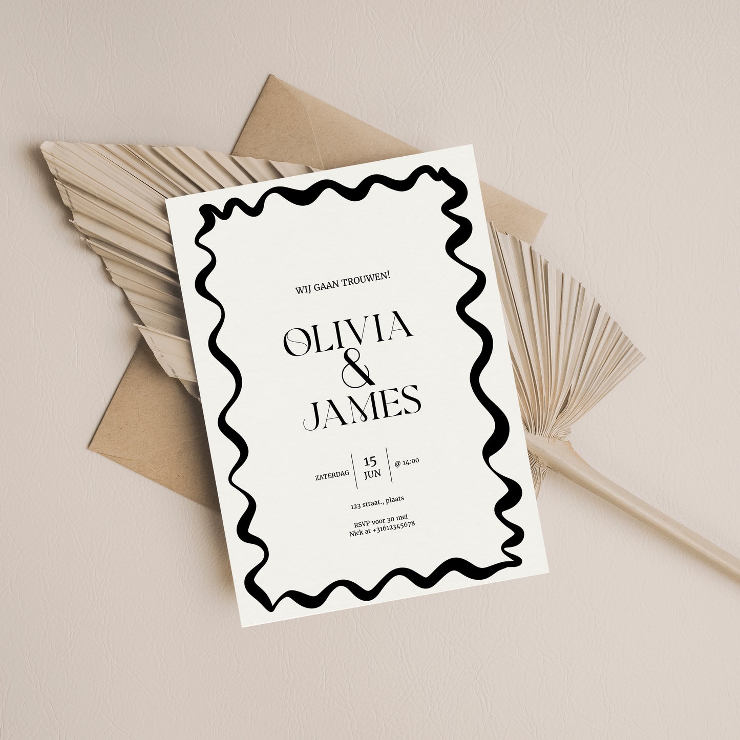 Printable Wedding Invitation / Wedding Card with Line Frame