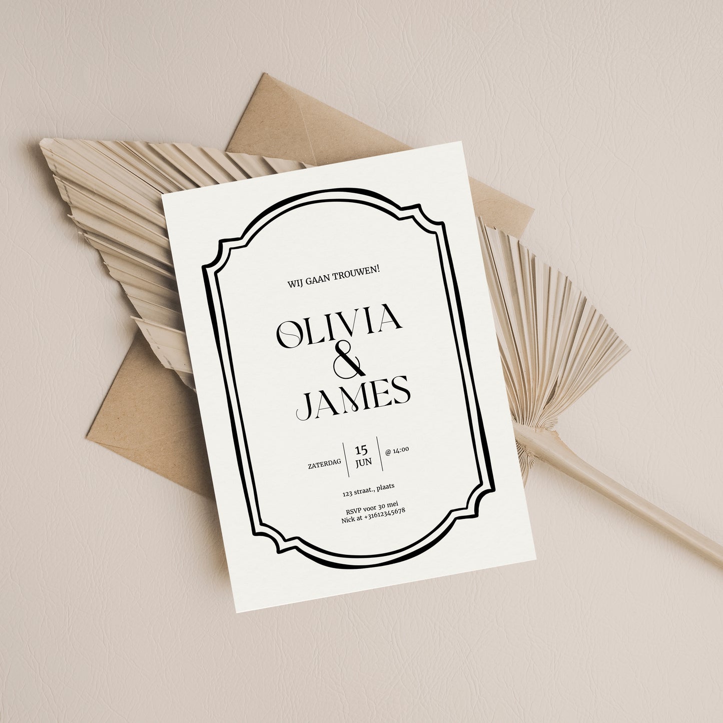 Printable Wedding Invitation / Wedding Card with Line Frame