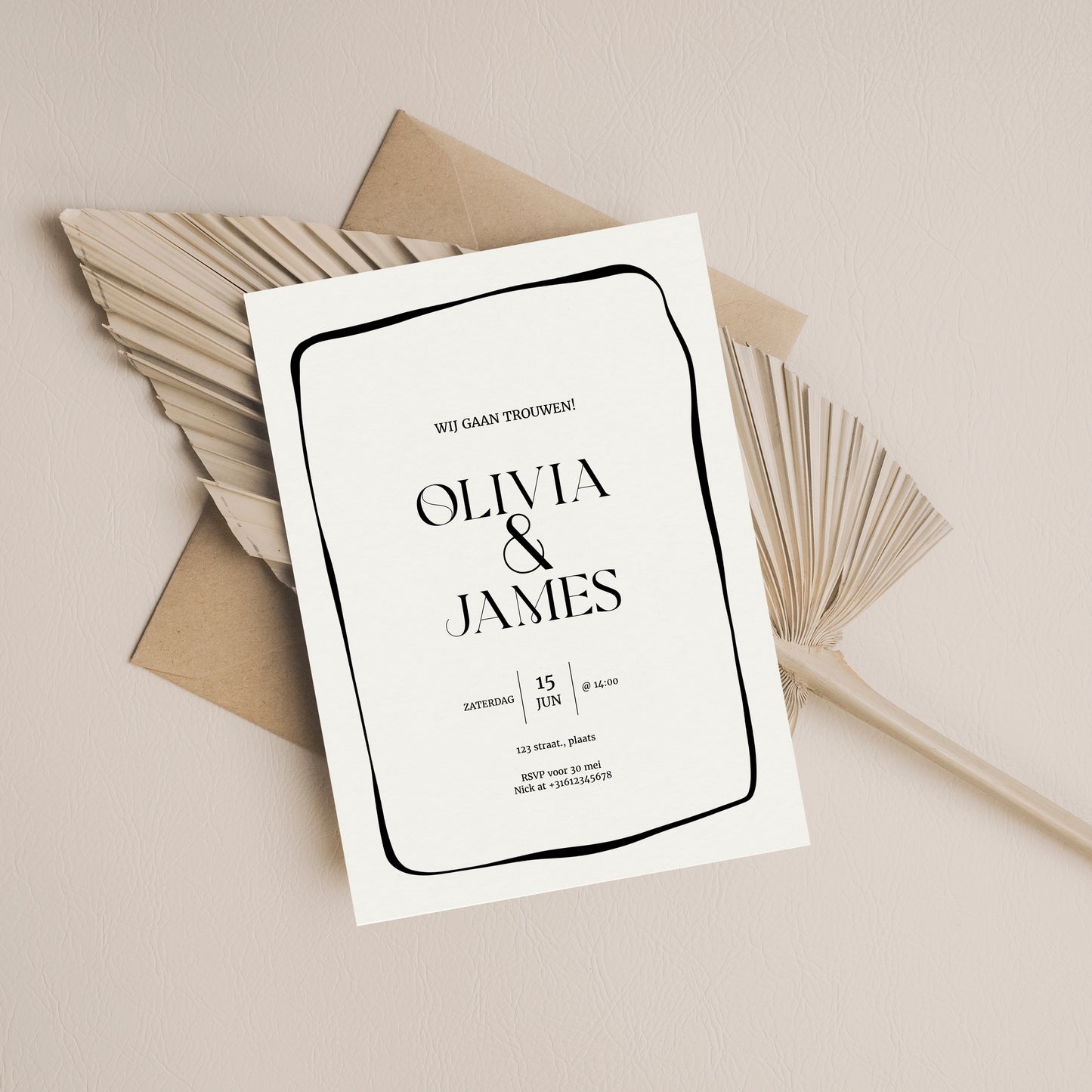 Printable Wedding Invitation / Wedding Card with Line Frame