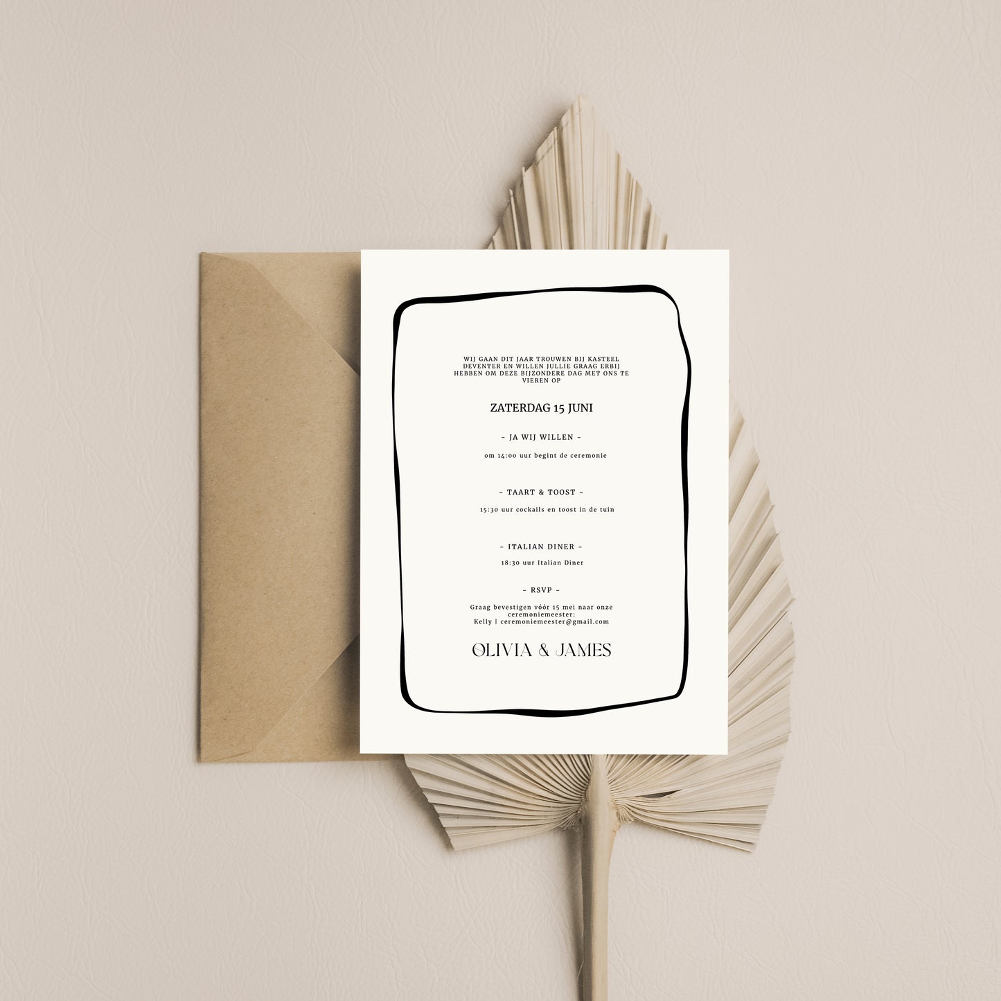 Printable Wedding Invitation / Wedding Card with Line Frame