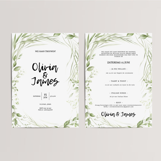 Printable Wedding Invitation / Wedding Card with Plant Frame