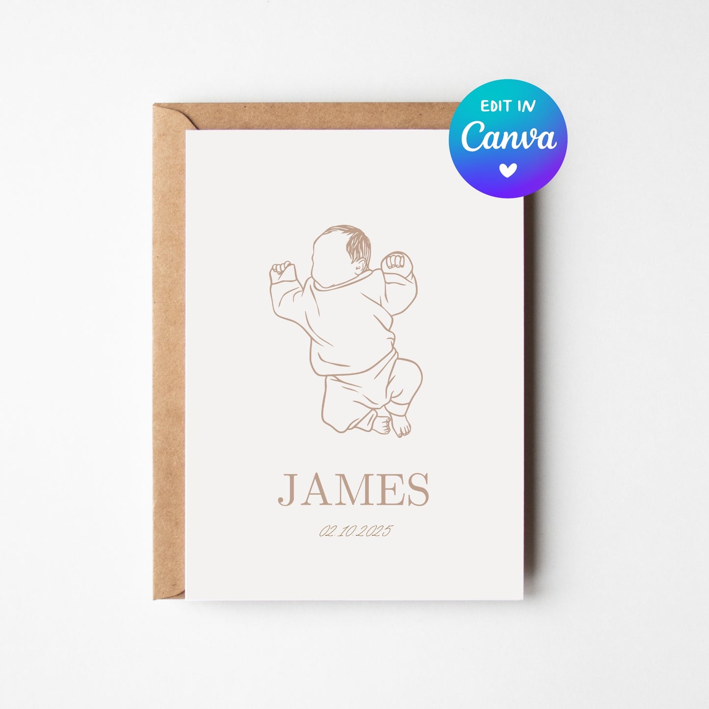 Digital Illustration Birth Announcement - Instant Download