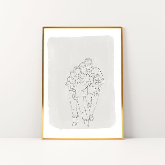 Digital Line drawing of family