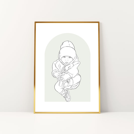 Digital Line Drawing of Baby / Toddler